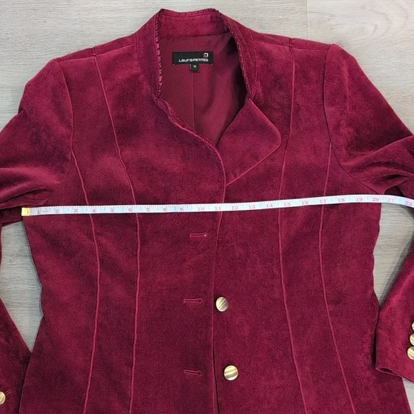 Laura Petites Burgundy Velvet Women's Blazer Size 12 - Picture 12 of 13
